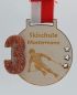Preview: Holzmedaille mit Skifahrer und Platzierung  aus farbigem Acrylglas - Durchmesser 58 mm - Kopie