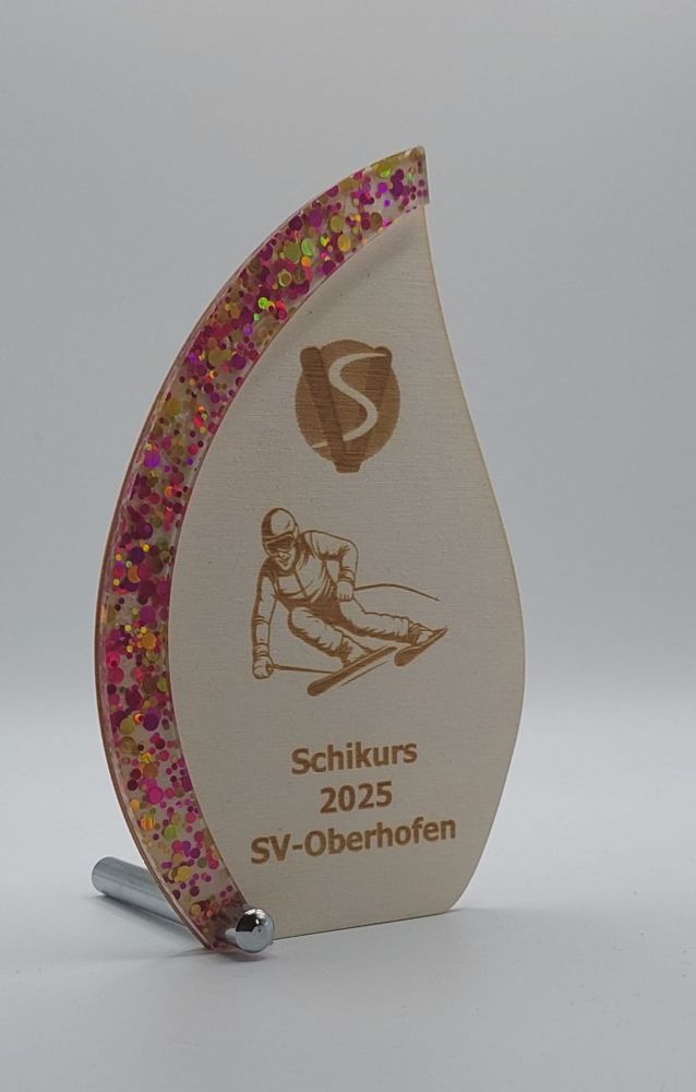 Preview: Holz-Acrylglaskombination 14,5 cm - in verschiedenen Farben und Sportarten lieferbar