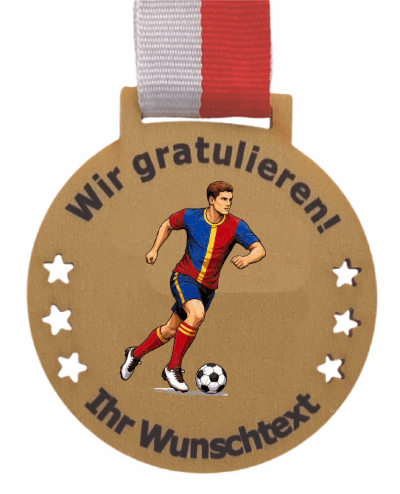 Holzmedaille mit Farbdruck