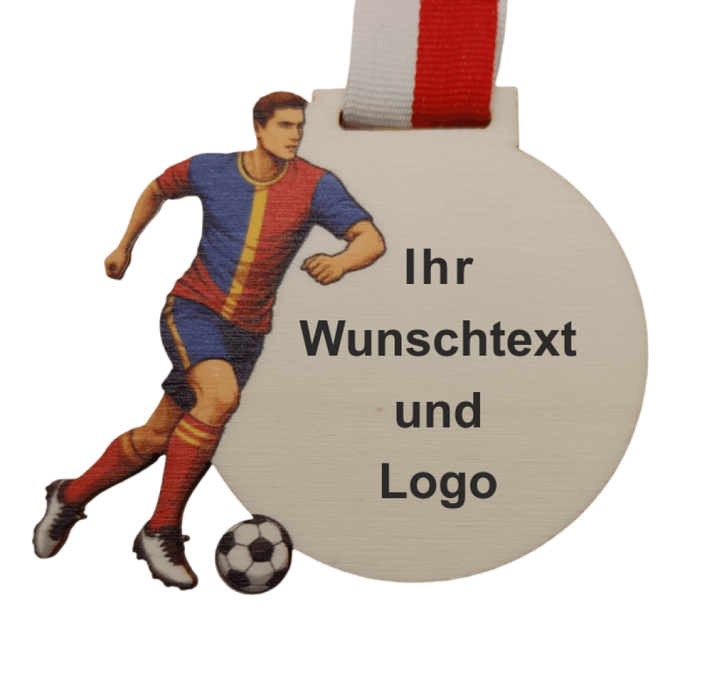 Holzmedaille mit Farbdruck