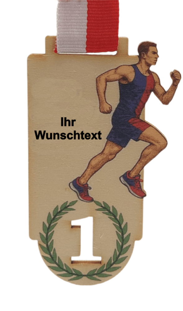 Holzmedaille mit Farbdruck